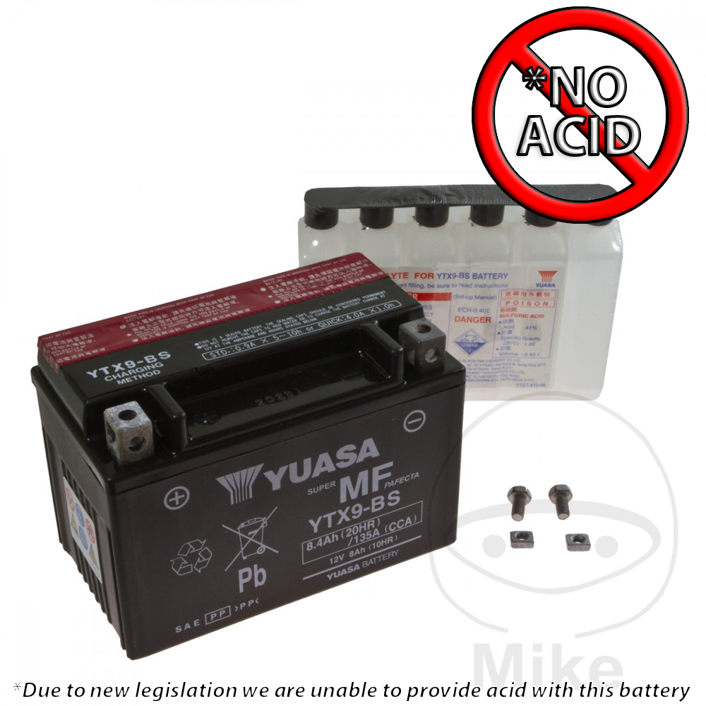 Yuasa YTX9-BS Maintenance Free Battery (No Acid Included) (YTX9-BS(CP ...